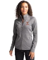 View image 1: Texas Longhorns Alumni Cutter & Buck Adapt Recycled Soft Knit Stretch Womens Heathered Full Zip Jacket Black Heather Front