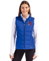 Buffalo Bisons Cutter & Buck Evoke Hybrid Softshell Recycled Womens Full Zip Vest Tour Blue Front Thumbnail Image
