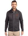 Texas Longhorns Alumni Cutter & Buck Mainsail Sweater-Knit Mens Full Zip Jacket Charcoal Heather Front Thumbnail Image