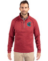 Charlotte Knights Cutter & Buck Mainsail Sweater-Knit Mens Half Zip Pullover Jacket Cardinal Red Heather Front Thumbnail Image