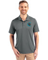 Charlotte Knights Cutter & Buck Prospect Eco Textured Stretch Recycled Mens Short Sleeve Polo Elemental Grey Front Thumbnail Image