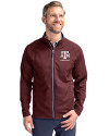 Texas A&M Aggies Alumni Cutter & Buck Adapt Eco Knit Hybrid Recycled Mens Full Zip Jacket Bordeaux Front Thumbnail Image