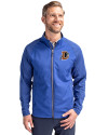 Durham Bulls Cutter & Buck Adapt Eco Knit Hybrid Recycled Mens Full Zip Jacket Tour Blue Front Thumbnail Image