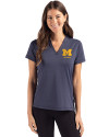 Michigan Wolverines Alumni Cutter & Buck Forge Eco Heathered Stretch Womens Blade Top Dark Navy Blue Heather Front Thumbnail Image