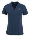 Texas Longhorns Alumni Cutter & Buck Forge Eco Heathered Stretch Womens Blade Top Dark Navy Blue Heather Mannequin Thumbnail Image