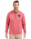 Binghamton Rumble Ponies Cutter & Buck Adapt Eco Knit Heather Mens Big & Tall Quarter Zip Pullover Cardinal Red Heather Front Thumbnail Image