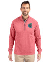 Charlotte Knights Cutter & Buck Adapt Eco Knit Heather Mens Big & Tall Quarter Zip Pullover Cardinal Red Heather Front Thumbnail Image