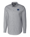 View image 2: Michigan Wolverines Alumni Cutter & Buck Easy Care Stretch Oxford Mens Long Sleeve Button Down Shirt Charcoal Mannequin