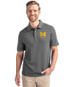 Michigan Wolverines Alumni Cutter & Buck Advantage Eco Tri-Blend Pique Mens Big and Tall Polo Elemental Grey Front Thumbnail Image