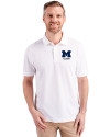 Michigan Wolverines Alumni Cutter & Buck Advantage Eco Tri-Blend Pique Mens Big and Tall Polo White Front Thumbnail Image