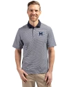 Michigan Wolverines College Vault Cutter & Buck Virtue Eco Pique Micro Stripe Recycled Mens Big & Tall Polo Navy Blue/White Front Thumbnail Image