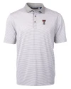 Texas Tech Red Raiders Alumni Cutter & Buck Virtue Eco Pique Micro Stripe Recycled Mens Big & Tall Polo Polished/White Mannequin Thumbnail Image