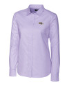 Baltimore Ravens Cutter & Buck Stretch Oxford Stripe Womens Long Sleeve Dress Shirt Opal Mannequin Thumbnail Image