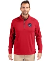 Binghamton Rumble Ponies Cutter & Buck Adapt Eco Knit Stretch Recycled Mens Big and Tall Quarter Zip Pullover Red Front Thumbnail Image