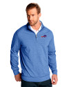 Buffalo Bills Cutter & Buck Shoreline Heathered Quarter Zip Mens Big and Tall Pullover Tour Blue Heather Front Thumbnail Image