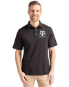Texas A&M Aggies Alumni Cutter & Buck Virtue Eco Pique Recycled Mens Big and Tall Polo Black Front Thumbnail Image