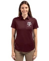 Texas A&M Aggies Alumni Cutter & Buck Prospect Eco Textured Stretch Recycled Womens Short Sleeve Polo Bordeaux Front Thumbnail Image
