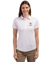 Texas Longhorns Alumni Cutter & Buck Prospect Eco Textured Stretch Recycled Womens Short Sleeve Polo White Front Thumbnail Image