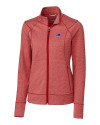 Buffalo Bills Cutter & Buck Shoreline Heathered Womens Full Zip Jacket Cardinal Red Heather Mannequin Thumbnail Image