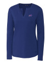 View image 5: Buffalo Bills Cutter & Buck Long Sleeve Womens Double V-Neck Shirt Tour Blue Mannequin