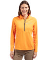 Tennessee Volunteers Alumni Cutter & Buck Adapt Eco Knit Stretch Recycled Womens Half Zip Pullover Orange Burst Front Thumbnail Image