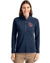 Louisville Bats Cutter & Buck Adapt Eco Knit Stretch Recycled Womens Half Zip Pullover Navy Blue Front Thumbnail Image