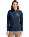 Frisco RoughRiders Cutter & Buck Adapt Eco Knit Stretch Recycled Womens Half Zip Pullover Navy Blue Front Thumbnail Image