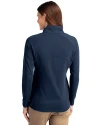 Binghamton Rumble Ponies Cutter & Buck Adapt Eco Knit Stretch Recycled Womens Half Zip Pullover Navy Blue Back Thumbnail Image