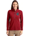 Charlotte Knights Cutter & Buck Adapt Eco Knit Stretch Recycled Womens Half Zip Pullover Cardinal Red Front Thumbnail Image