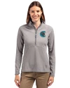 Charlotte Knights Cutter & Buck Adapt Eco Knit Stretch Recycled Womens Half Zip Pullover Polished Medium Gray Front Thumbnail Image
