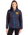 Michigan Wolverines Alumni Cutter & Buck Rainier PrimaLoft®  Womens Eco Insulated Full Zip Puffer Jacket Dark Navy Front Thumbnail Image