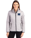 Michigan Wolverines Alumni Cutter & Buck Rainier PrimaLoft®  Womens Eco Insulated Full Zip Puffer Jacket Polished Medium Gray Front Thumbnail Image