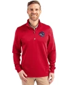 Binghamton Rumble Ponies Cutter & Buck Traverse Stretch Eco Quarter Zip Mens Pullover Red Front Thumbnail Image