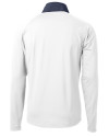 Texas Longhorns Alumni Cutter & Buck Adapt Eco Knit Hybrid Recycled Mens Quarter Zip White/Navy Blue Mannequin Back Thumbnail Image