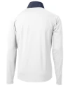 Texas Longhorns Alumni Cutter & Buck Adapt Eco Knit Hybrid Recycled Mens Quarter Zip White/Navy Blue Mannequin Back Thumbnail Image