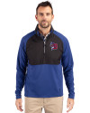 Buffalo Bisons Cutter & Buck Adapt Eco Knit Hybrid Recycled Mens Quarter Zip Tour Blue/Black Front Thumbnail Image