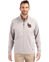 Louisville Bats Cutter & Buck Adapt Eco Knit Hybrid Recycled Mens Quarter Zip Polished Medium Gray Front Thumbnail Image