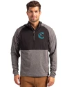 Charlotte Knights Cutter & Buck Adapt Eco Knit Hybrid Recycled Mens Quarter Zip Black Heather/Black Front Thumbnail Image
