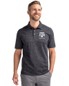 Texas A&M Aggies Alumni Cutter & Buck Advantage Tri-Blend Space Dye Mens Polo Dark Black Front Thumbnail Image