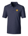 Michigan Wolverines Alumni Cutter & Buck Forge Pencil Stripe Stretch Mens Polo Liberty Navy Mannequin Thumbnail Image