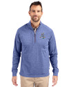 Hartford Yard Goats Cutter & Buck Adapt Eco Knit Heather Mens Quarter Zip Pullover Tour Blue Heather Front Thumbnail Image