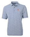 Texas Longhorns Alumni Cutter & Buck Virtue Eco Pique Botanical Print Recycled Mens Polo Navy Blue Mannequin Thumbnail Image