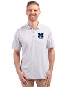 Michigan Wolverines Alumni Cutter & Buck Virtue Eco Pique Botanical Print Recycled Mens Polo Polished Medium Gray Front Thumbnail Image