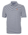 Texas Longhorns Alumni Cutter & Buck Virtue Eco Pique Stripe Recycled Mens Polo Navy Blue Mannequin Thumbnail Image