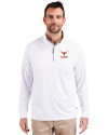 Texas Longhorns Alumni Cutter & Buck Adapt Eco Knit Stretch Recycled Mens Quarter Zip Pullover White Front Thumbnail Image