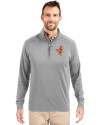 Memphis Redbirds Cutter & Buck Adapt Eco Knit Stretch Recycled Mens Quarter Zip Pullover Polished Medium Gray Front Thumbnail Image