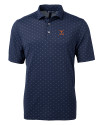 View image 6: Texas Longhorns Alumni Cutter & Buck Virtue Recycled Tile Print Featherlight Pique Mens  Polo Navy Blue Mannequin