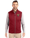 El Paso Chihuahuas Cutter & Buck Mainsail Sweater-Knit Mens Full Zip Vest Cardinal Red Heather Front Thumbnail Image