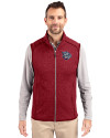 Lehigh Valley IronPigs Cutter & Buck Mainsail Sweater-Knit Mens Full Zip Vest Cardinal Red Heather Front Thumbnail Image