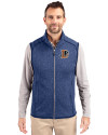 Durham Bulls Cutter & Buck Mainsail Sweater-Knit Mens Full Zip Vest Tour Blue Heather Front Thumbnail Image
